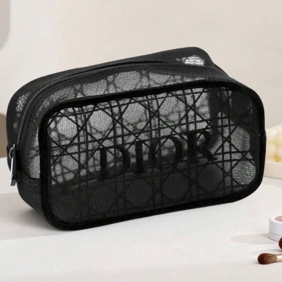 NWT Christian Dior Materiel Black Mesh Makeup Bag - Picture 3 of 3